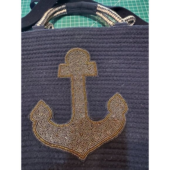 Anchor-Embellished Black Tote Bag With Rope Handles & Adjustable Strap By Americ - Picture 2 of 9